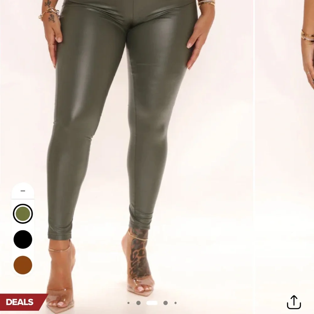 Fashion Nova Liliana Leather Leggings (olive) - Picture 2 of 6